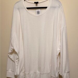 torrid Cream Scoop Neck Pullover Sweatshirt
